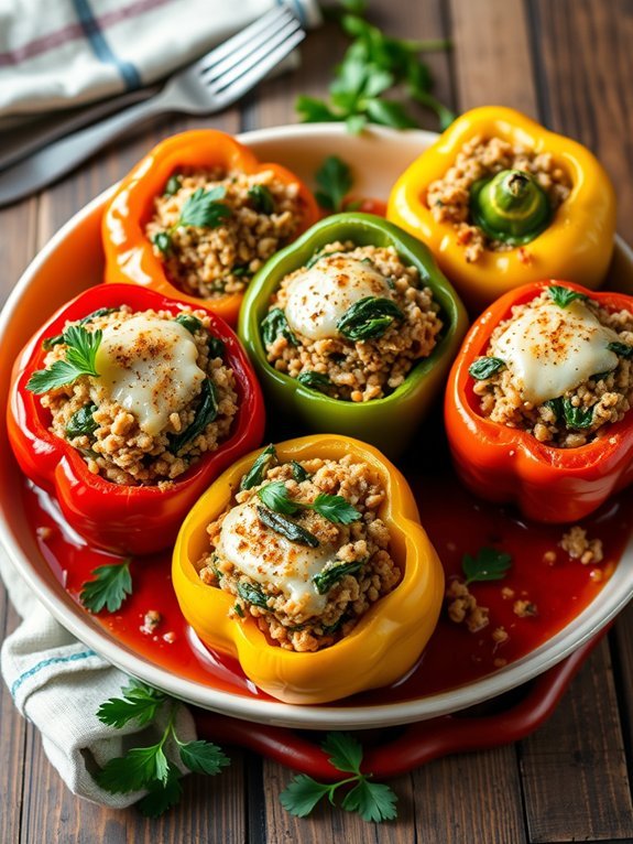 turkey spinach stuffed peppers