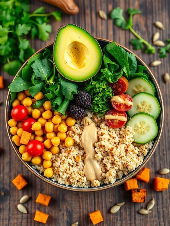 vegan protein rich meal bowl