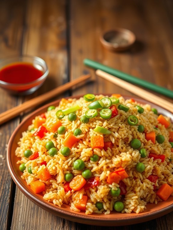 vegetable stir fried rice dish