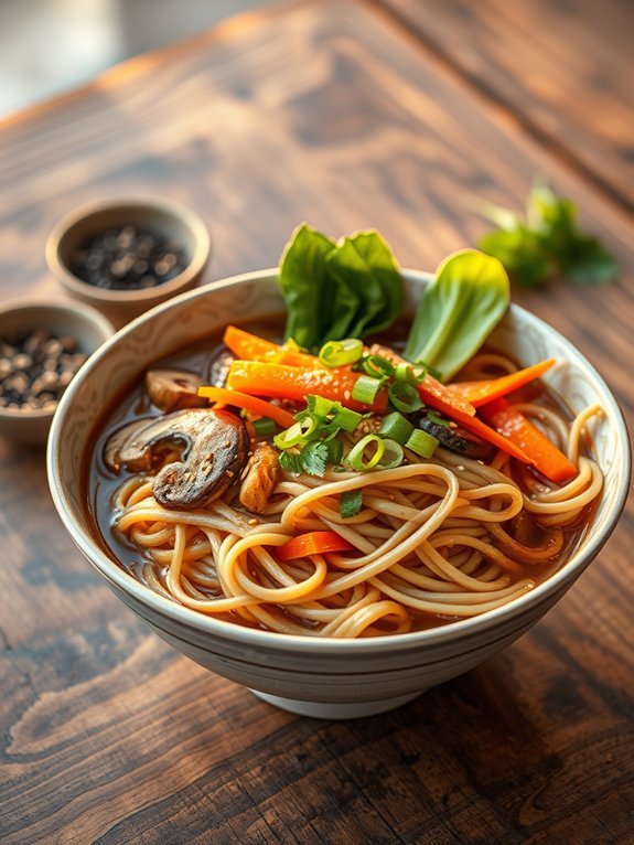 vegetarian noodle soup dish