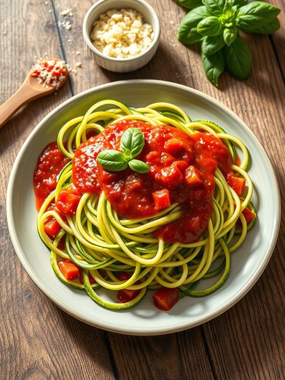 zucchini noodles in marinara