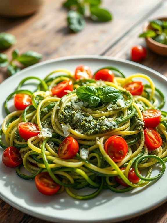 zucchini noodles with pesto