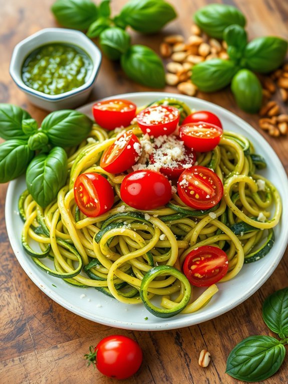 zucchini noodles with pesto