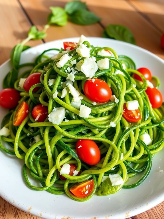 zucchini noodles with pesto