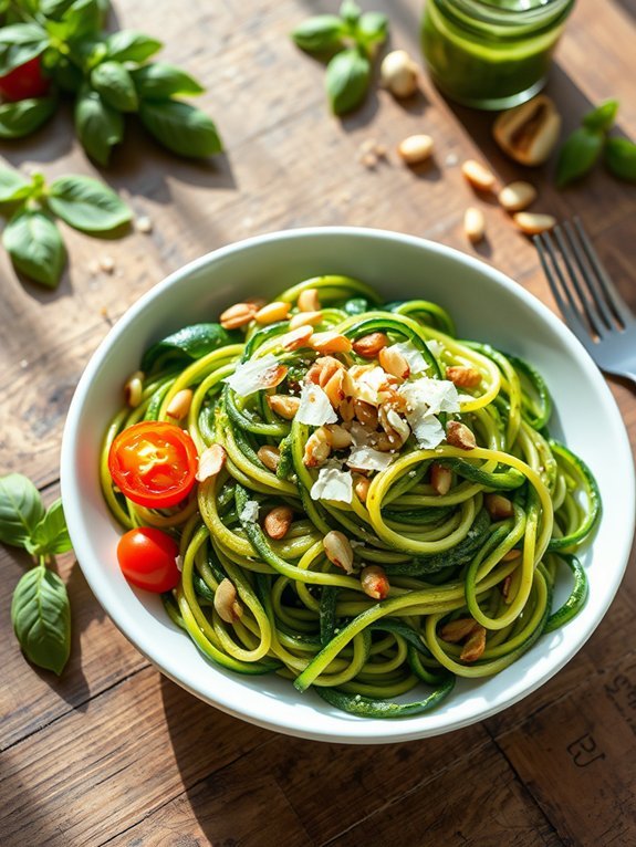 zucchini noodles with pesto