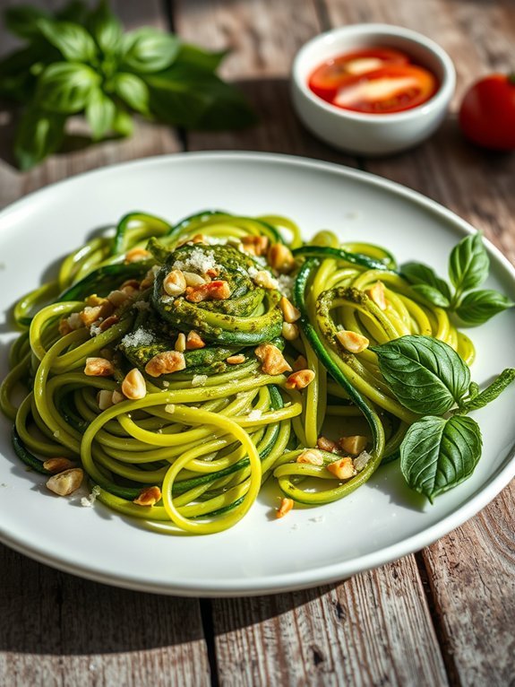 zucchini noodles with pesto