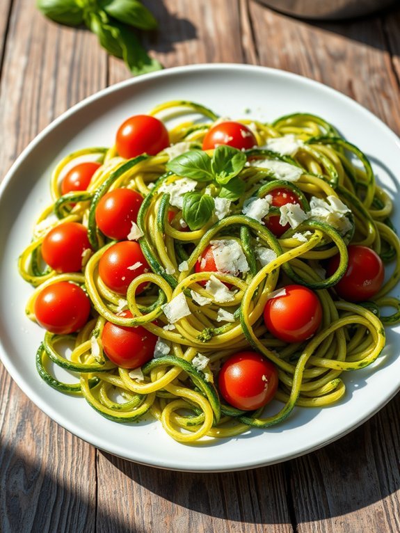 zucchini noodles with pesto