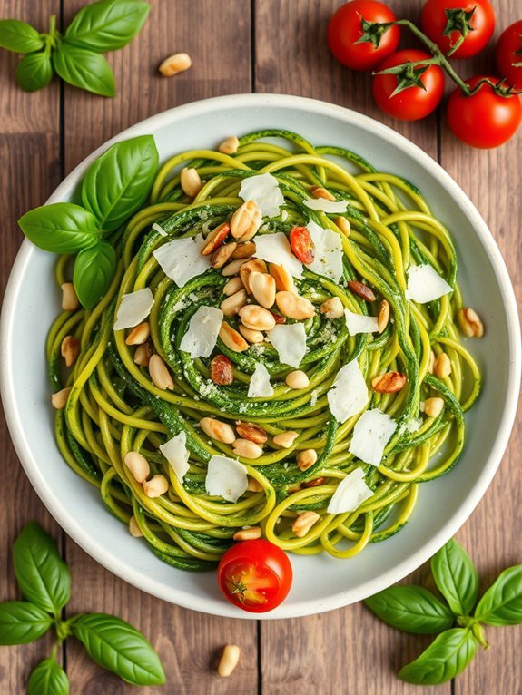 zucchini noodles with pesto